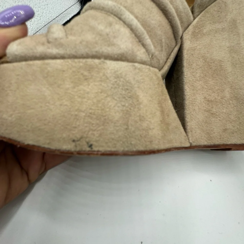 L.A.M.B wedge suede sandal size 5.5 Tan Suede